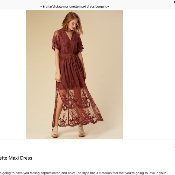 Altar'd State Dresses & Skirts - Alter’d State burgundy maxi dress